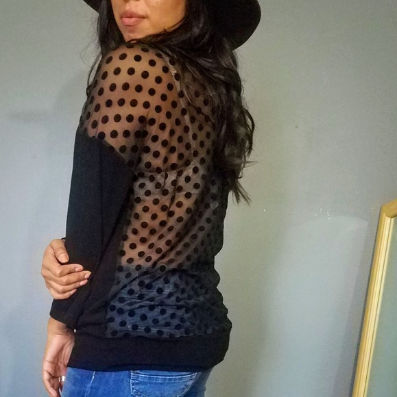 LE VIE EN POLKA DOTS JERSEY SWEATER TOP - Picture 3 of 5